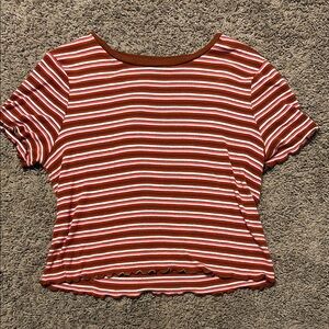 Striped Brown and White Women's Top